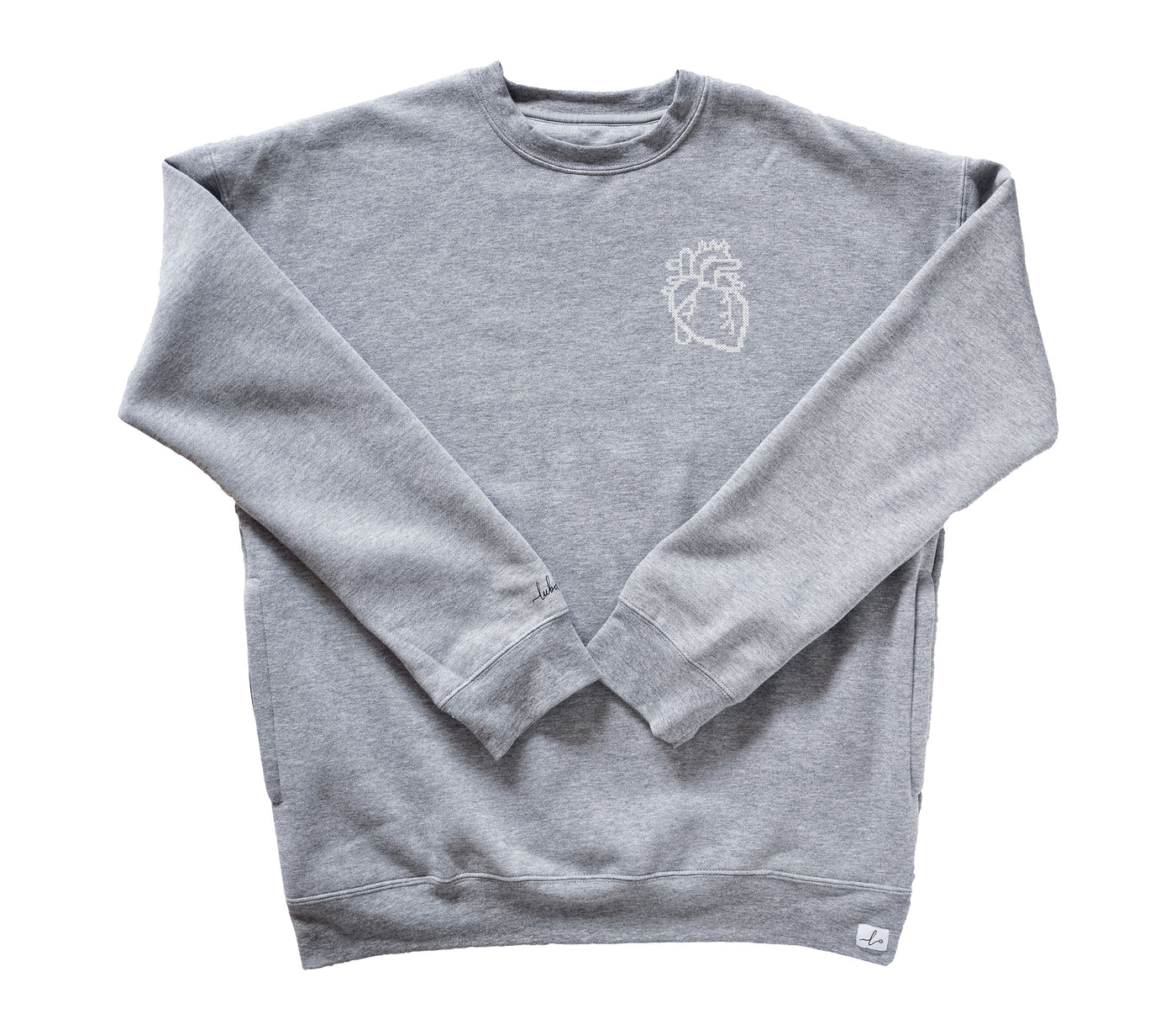 Cross-Stitch Heart - Pocketed Crew Sweatshirt