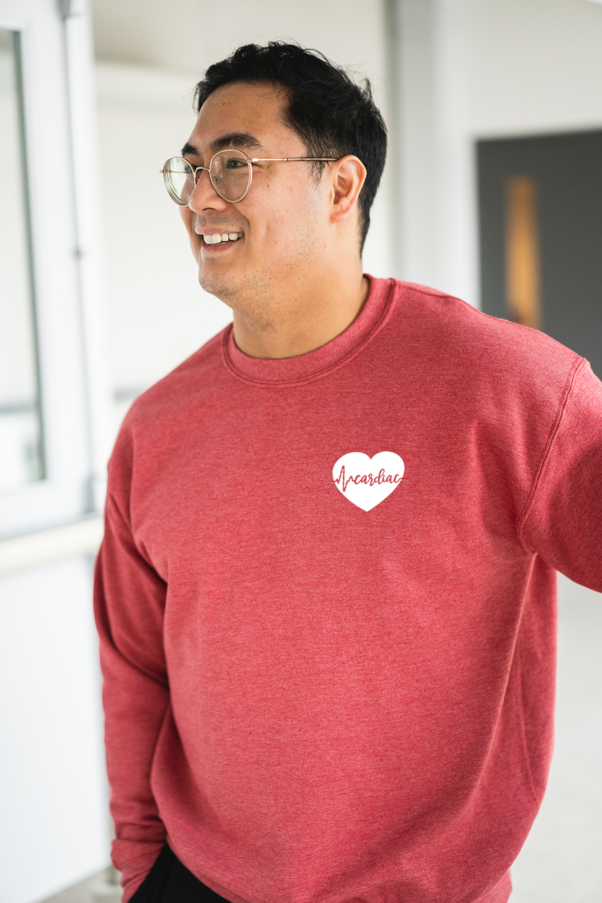 Cardiac ECG Heart - Non-Pocketed Crew Sweatshirt