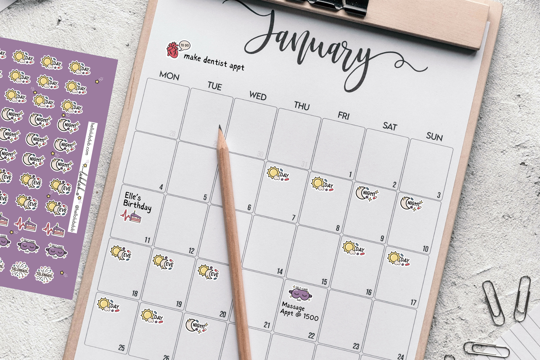 Multipurpose and Shift Planning Sticker Pack - Lubdub Apparel