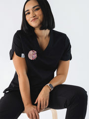 Floral Sketch - Rosa Scrub Top