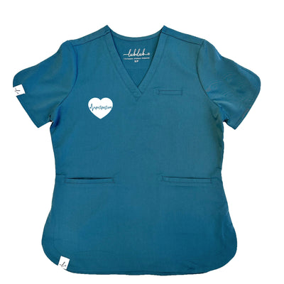 Postpartum ECG Heart - Rosa Scrub Top