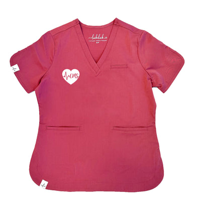 EMS ECG Heart - Rosa Scrub Top
