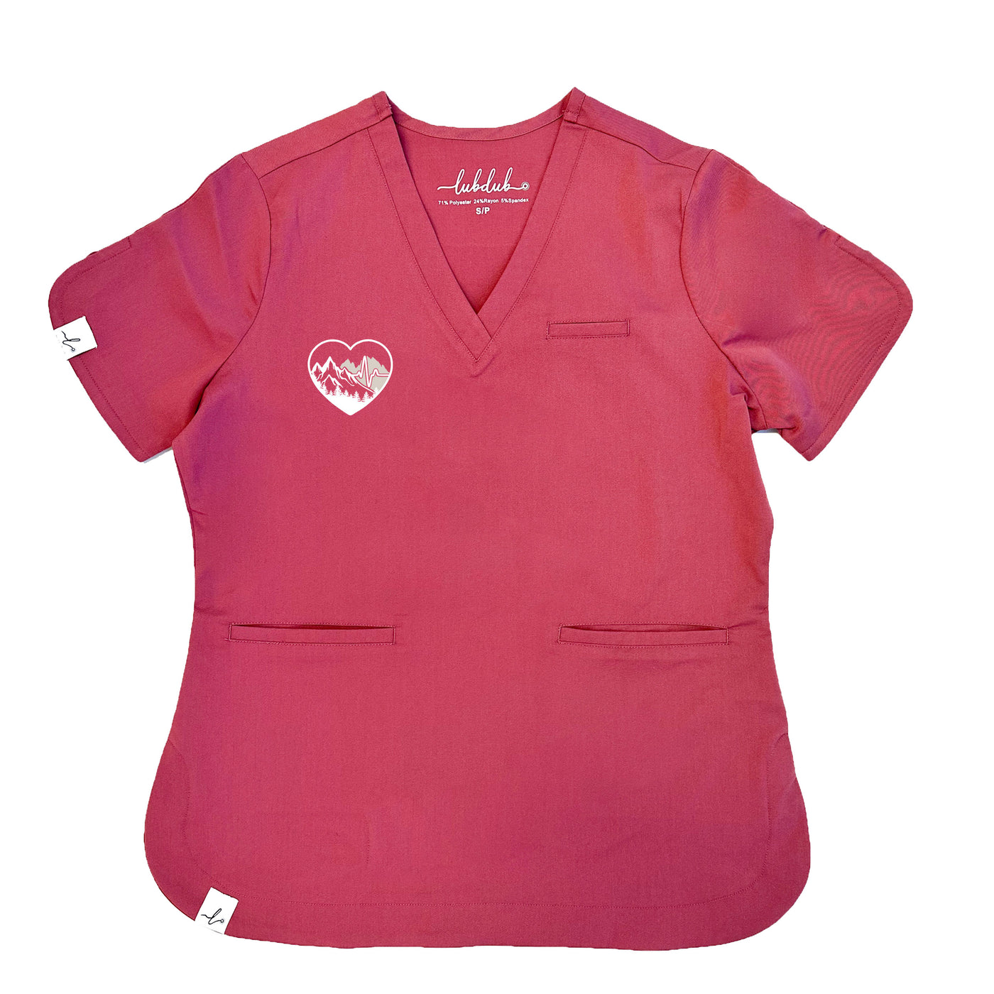 Rockies ECG Heart - Rosa Scrub Top