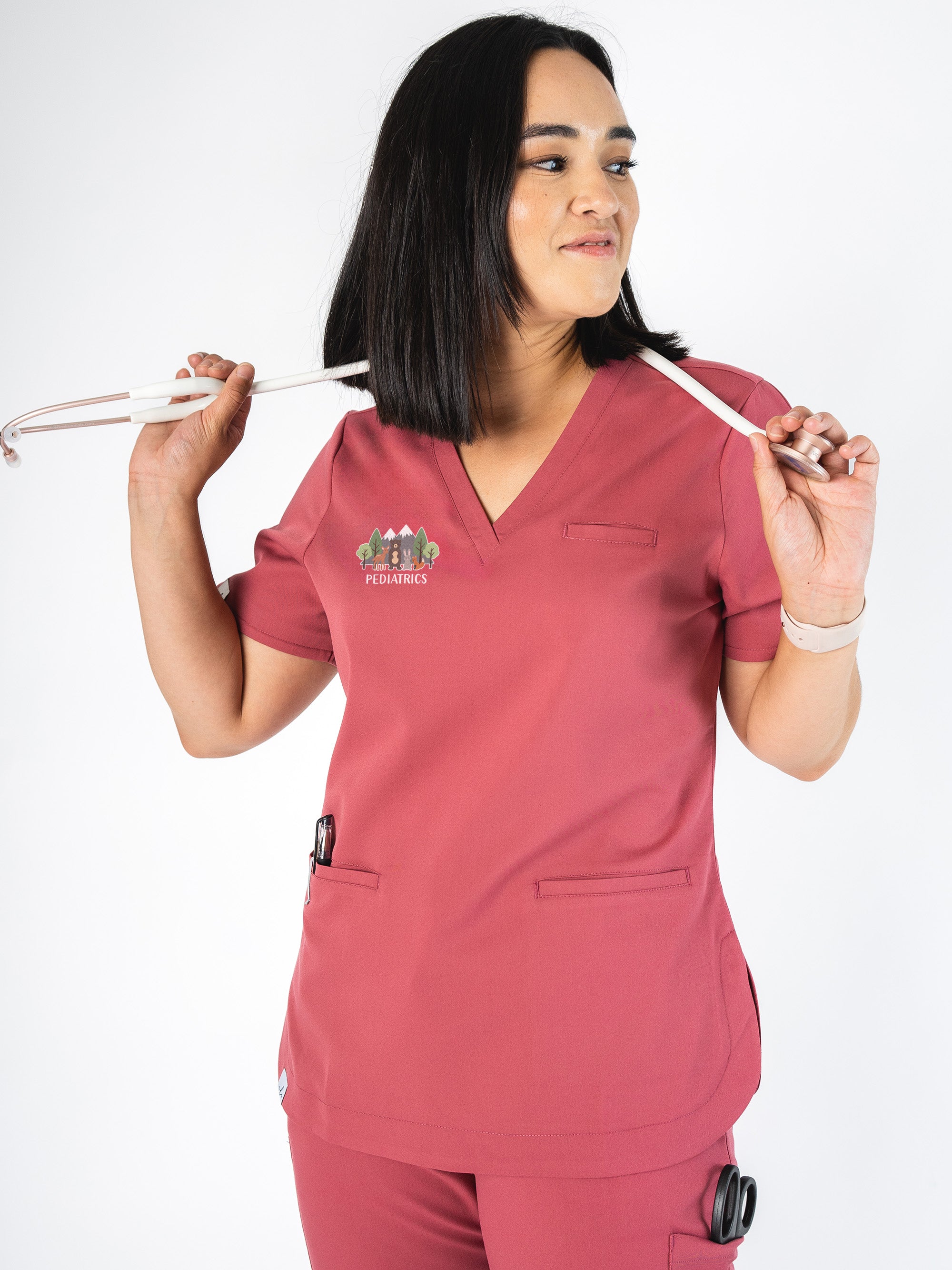 Stanton Hospital Yellowknife - Pediatrics - Rosa Scrub Top