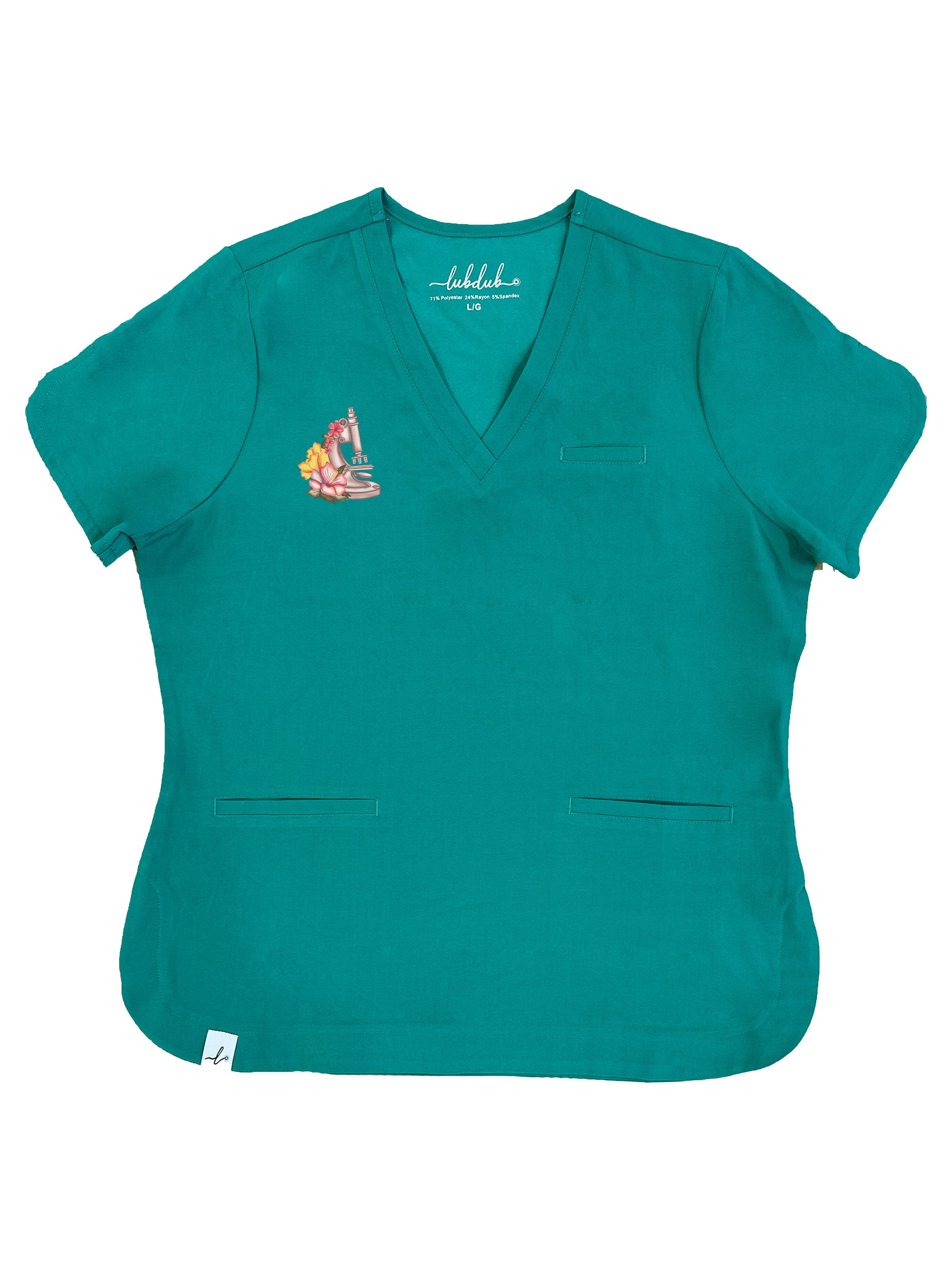 Floral Sketch - Rosa Scrub Top