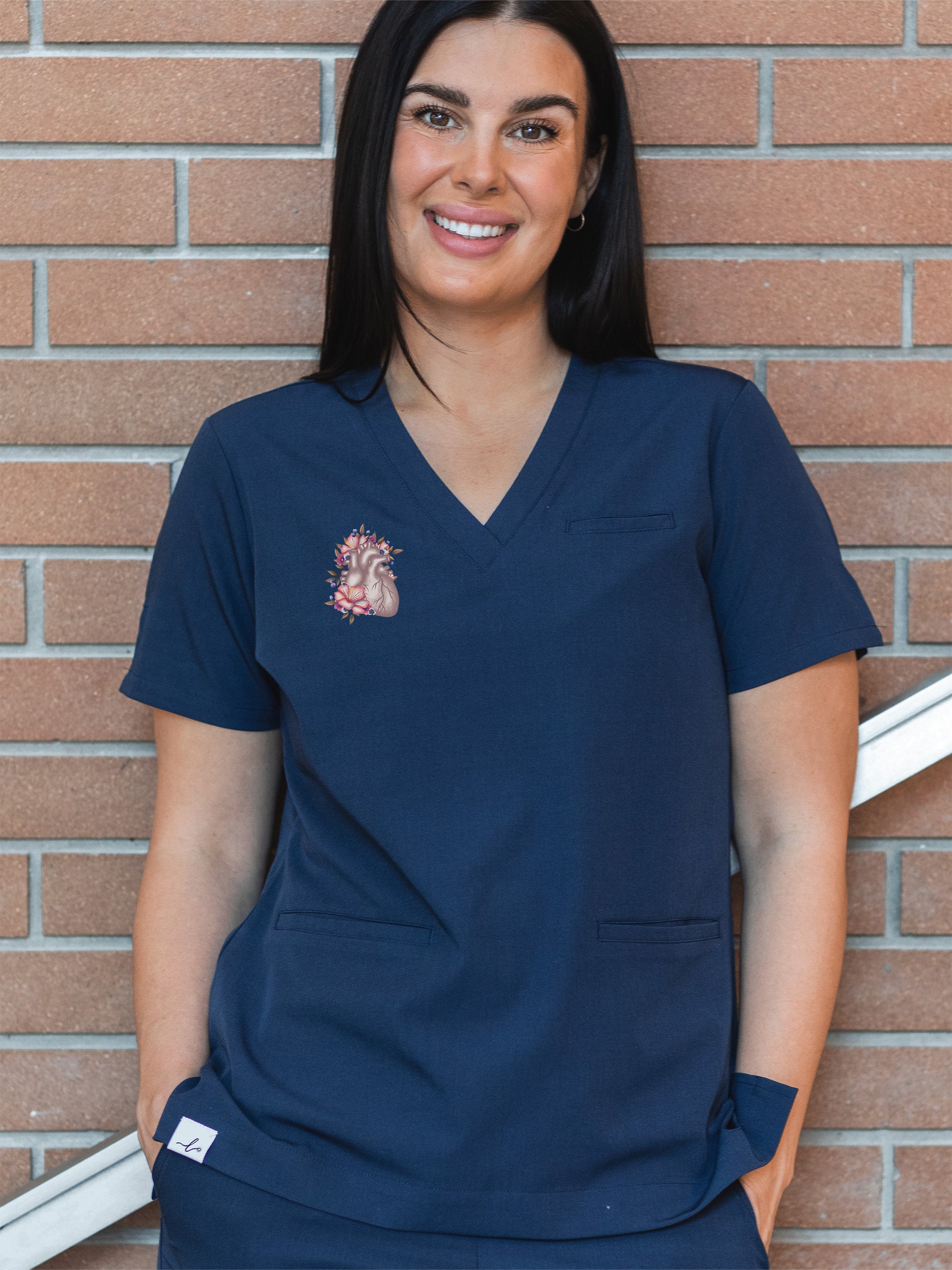 Floral Sketch - Codi Scrub Top