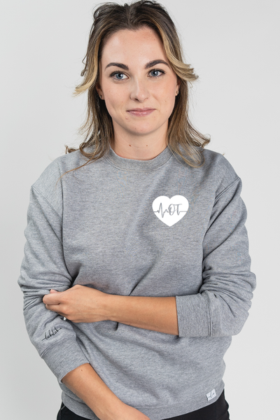 OT ECG Heart - Pocketed Crew Sweatshirt