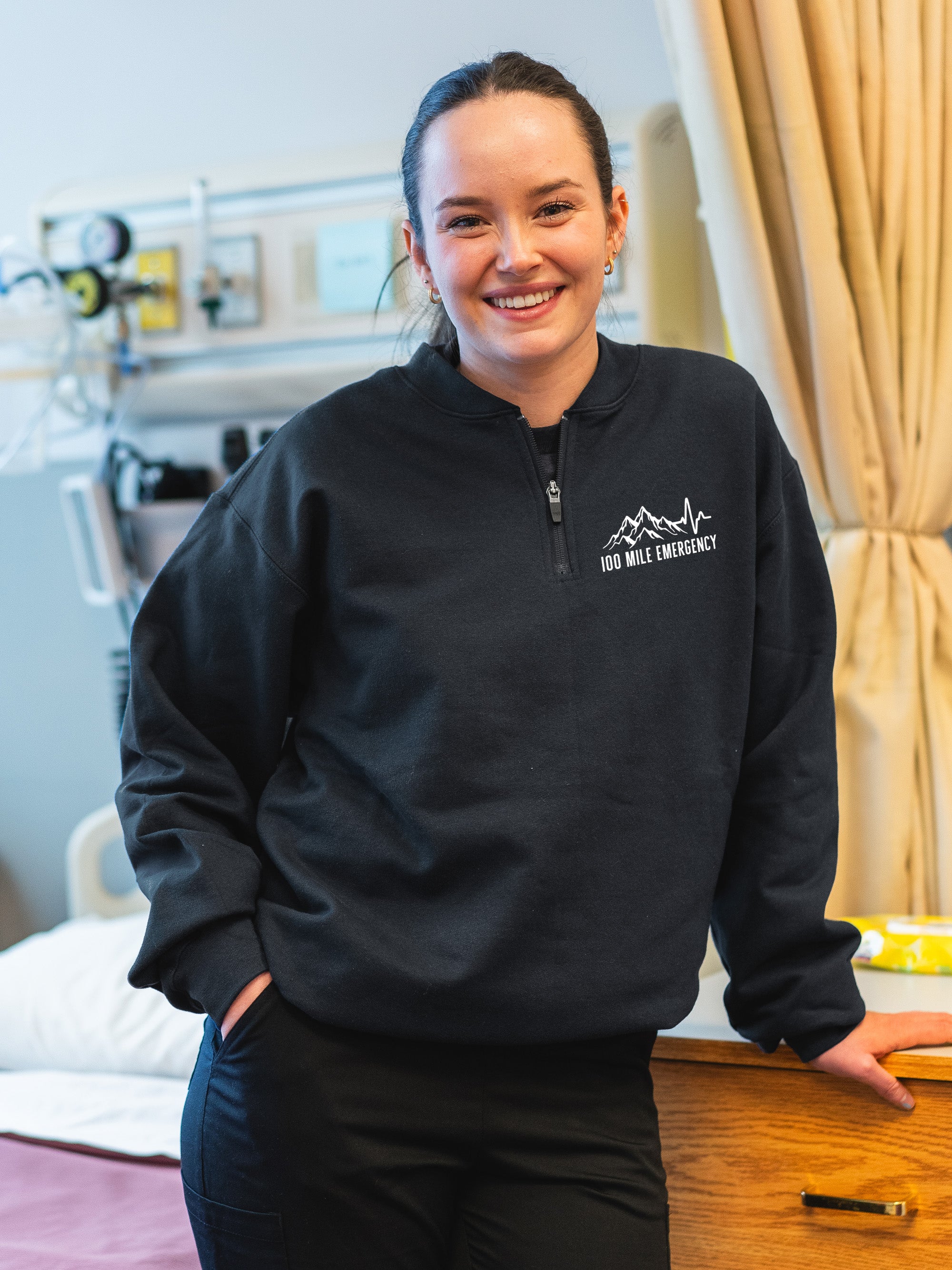 100 Mile Hospital Emergency - SoftTouch 1/4 Zip Sweatshirt