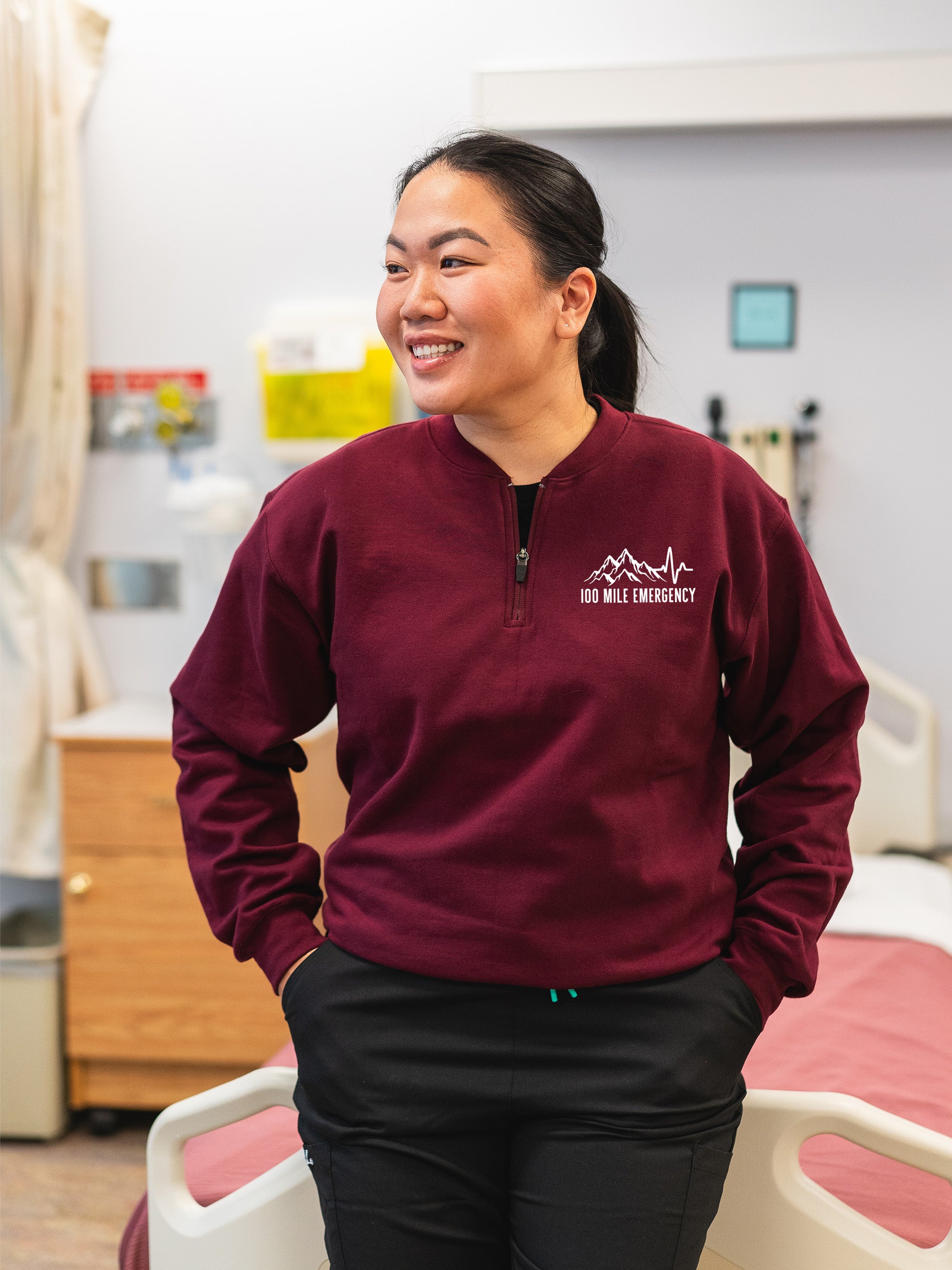 100 Mile Hospital Emergency - SoftTouch 1/4 Zip Sweatshirt