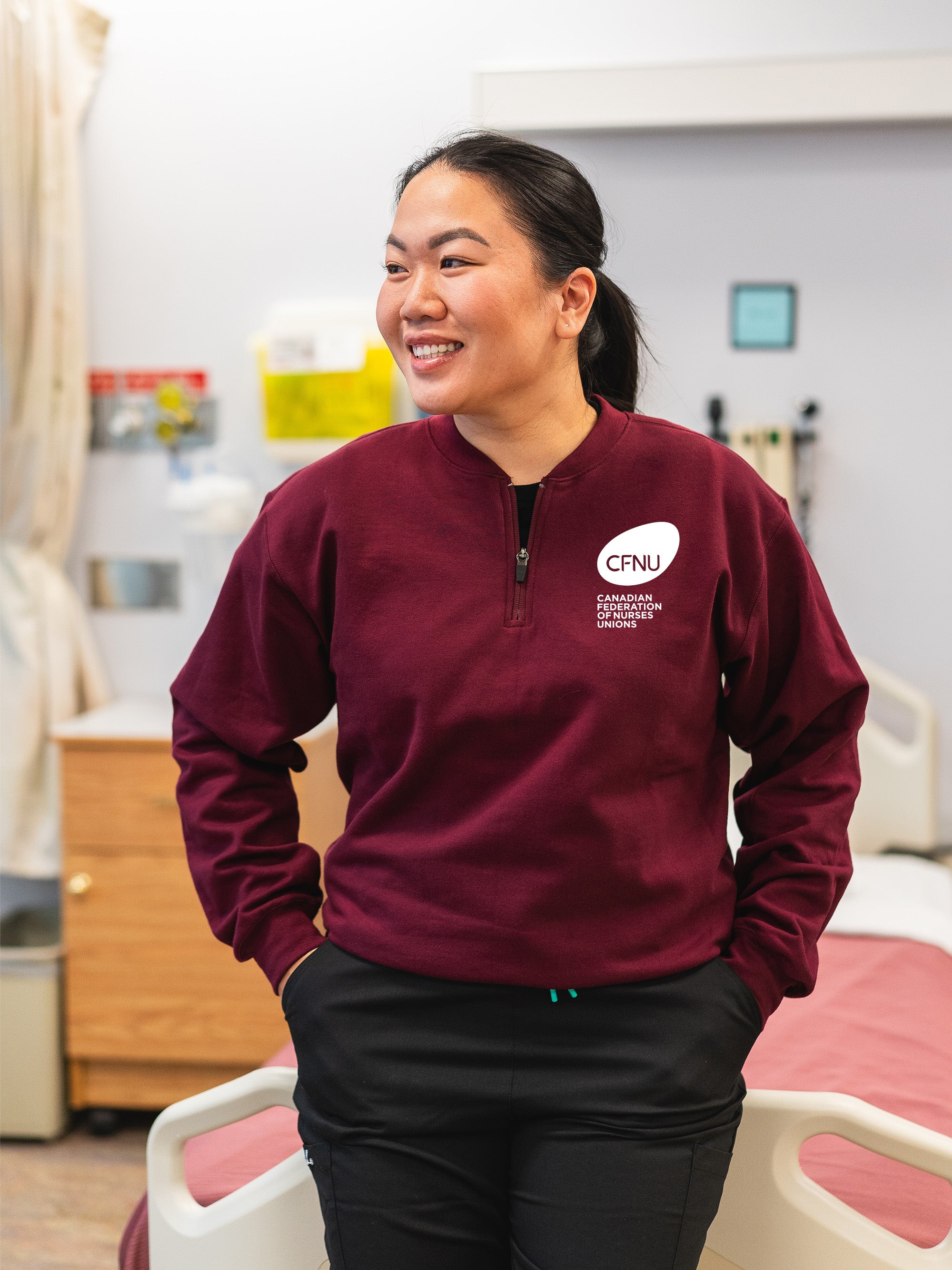 Canadian Federation of Nurses - SoftTouch 1/4 Zip Sweatshirt - Lubdub Apparel