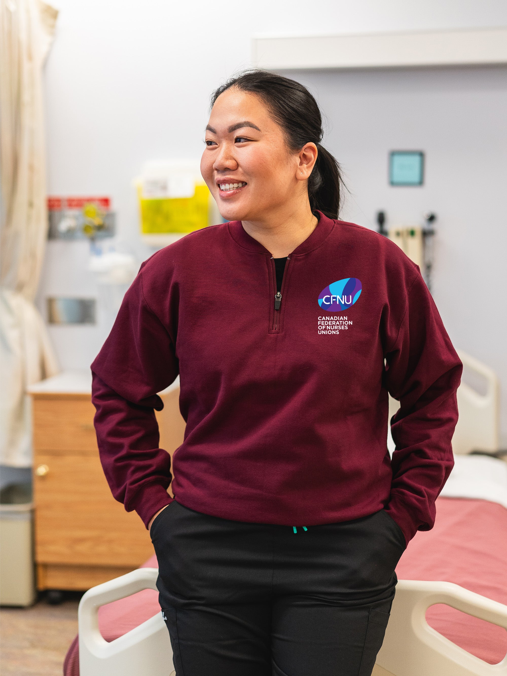 Canadian Federation of Nurses - SoftTouch 1/4 Zip Sweatshirt - Lubdub Apparel